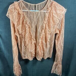 y2k fairy sheer lace women top medium pink ethereal angel Whimsical Dainty